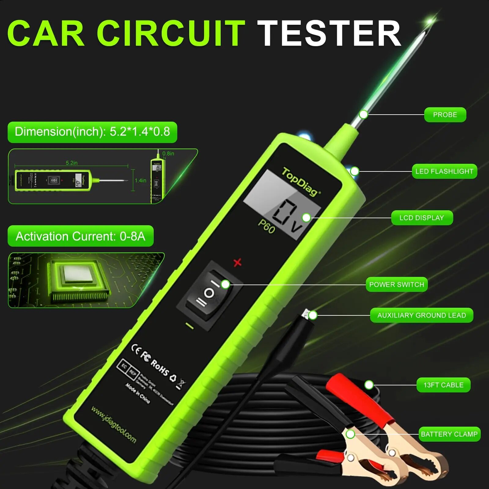 Power Tools Automotive - Jdiag P60 Automotive Power Circuit Probe