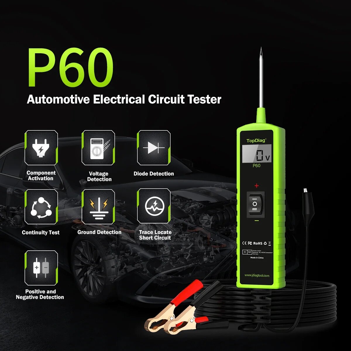 Jdiag P60 Automotive Power Cir - огляд і ціна Power Tools Automotive