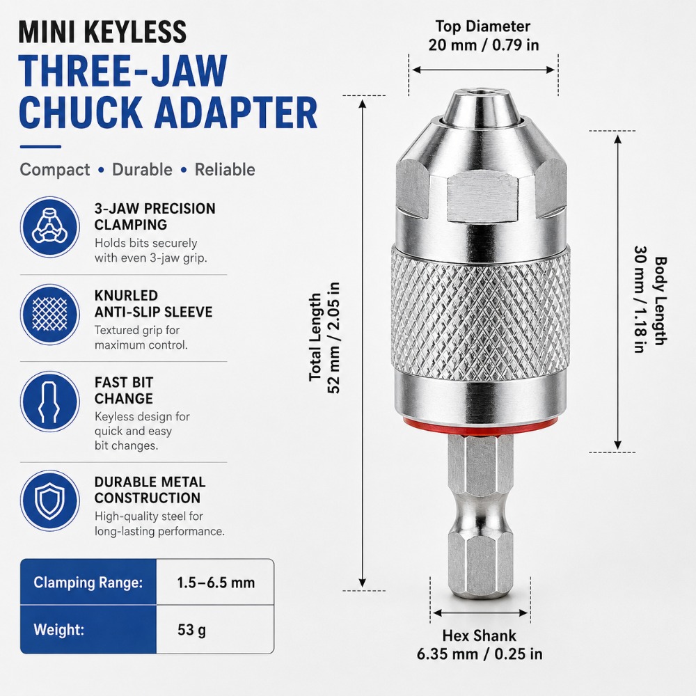 3 Jaw Drill Chuck Adapter with - огляд і ціна Power Z Tools